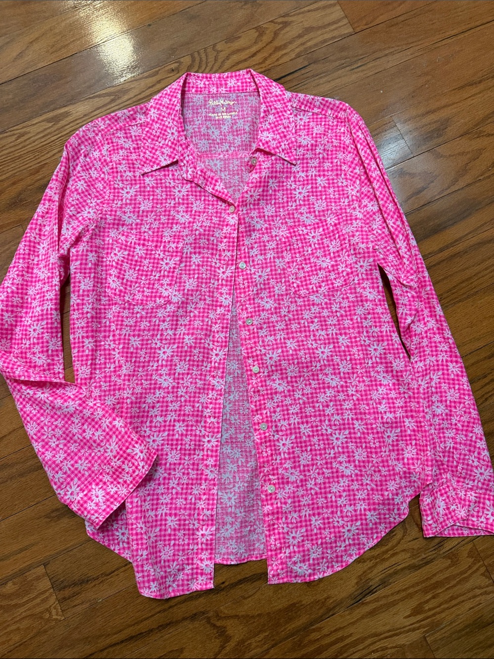 Lilly Pulitzer Pink and White Floral Button-Up Top